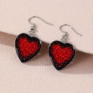 Heart shaped Cluster Dangle Earrings Valentines‎ Day